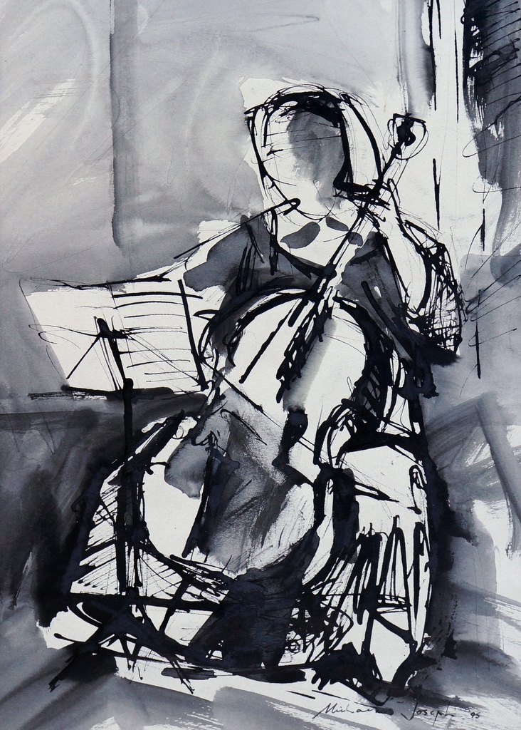 Karen Playing Tchaikovsky — Inks by Michael Joseph